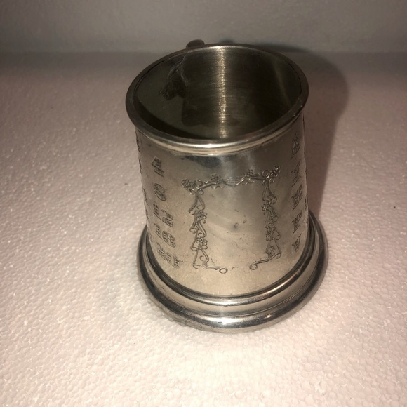 Vtg Birks Pewter Childs Mini Cup Mug Alphabet Letters Numbers Space To Engrave - Picture 4 of 9